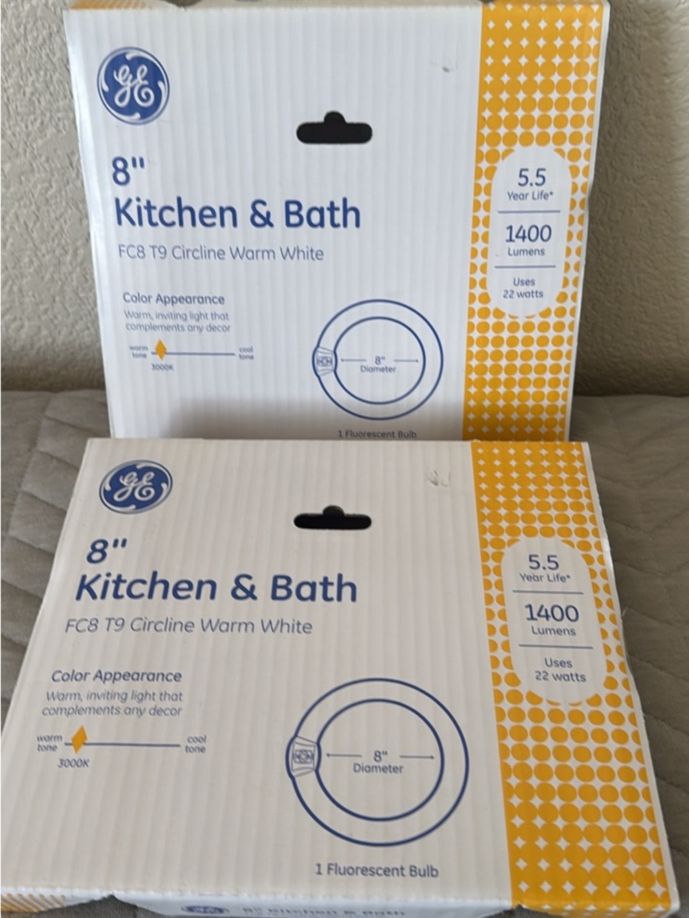 8" Kitchen & Bath Warm White Circline Fluorescent Bulb New (set of 2)